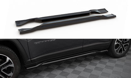 Maxton Seitenschweller Ansatz für Jeep Compass Limited Mk2 Facelift schwarz Hochglanz