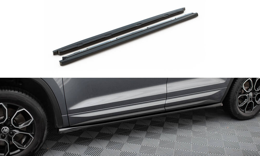 Maxton Seitenschweller Ansatz für Skoda Kodiaq Sportline Mk1 Facelift schwarz Hochglanz