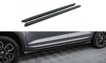 Maxton Seitenschweller Ansatz für Skoda Kodiaq Sportline Mk1 Facelift schwarz Hochglanz