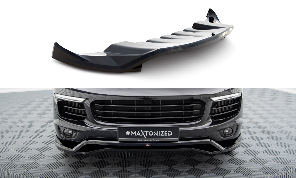 Maxton Front Ansatz für Porsche Cayenne Mk2 Facelift schwarz Hochglanz
