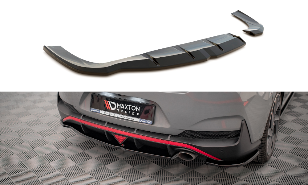 Maxton Heck Ansatz Flaps Diffusor für Hyundai I30 Fastback N-Line Mk3 Facelift schwarz Hochglanz