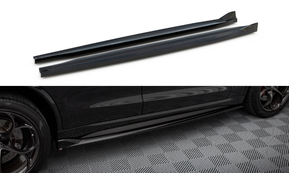 Maxton Seitenschweller Ansatz für Alfa Romeo Stelvio Quadrifoglio Mk1 schwarz Hochglanz