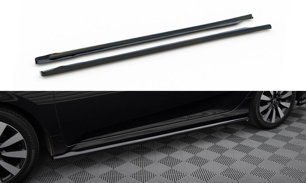Maxton Seitenschweller Ansatz für Honda Civic Mk10 schwarz Hochglanz