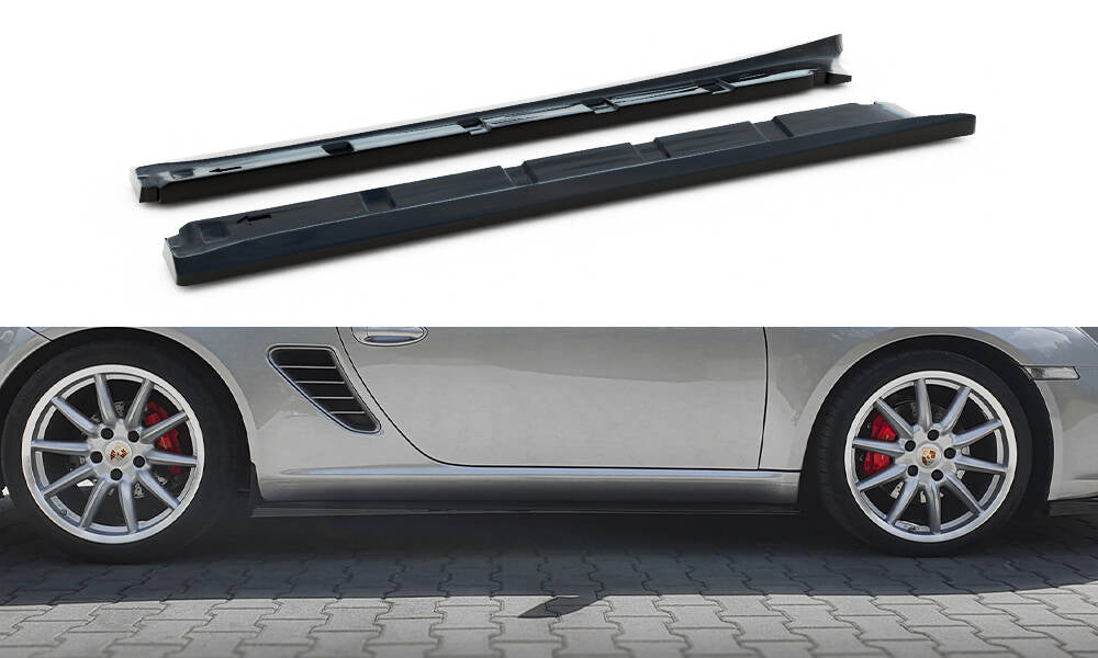 Maxton Seitenschweller Ansatz für Porsche Boxster 987 schwarz Hochglanz