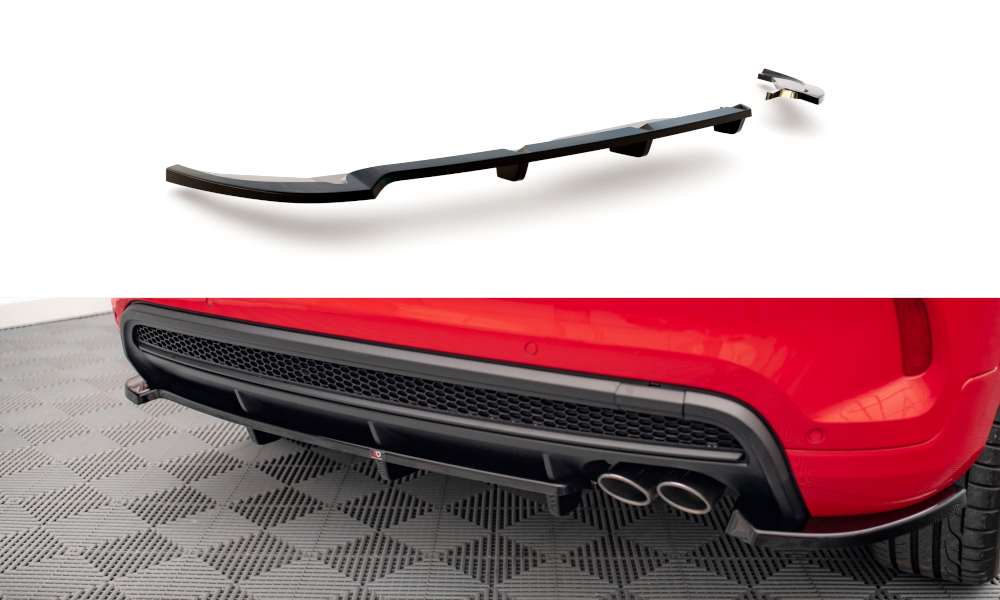 Maxton Mittlerer Diffusor Heck Ansatz DTM Look für Fiat 500X Sport Mk1 Facelift schwarz Hochglanz