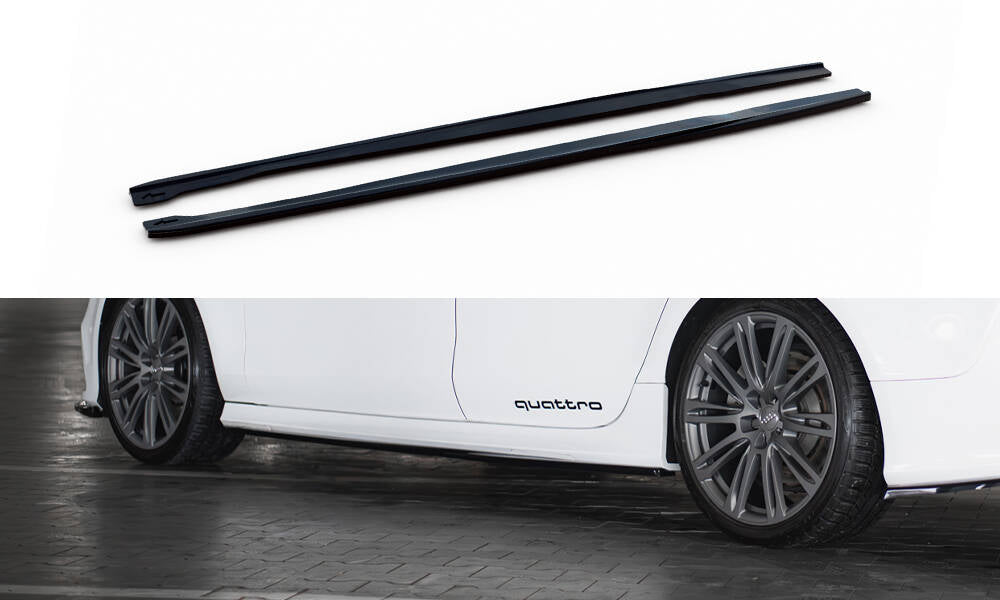 Maxton Seitenschweller Ansatz für V.2 für Audi RS7 C7 Facelift schwarz Hochglanz