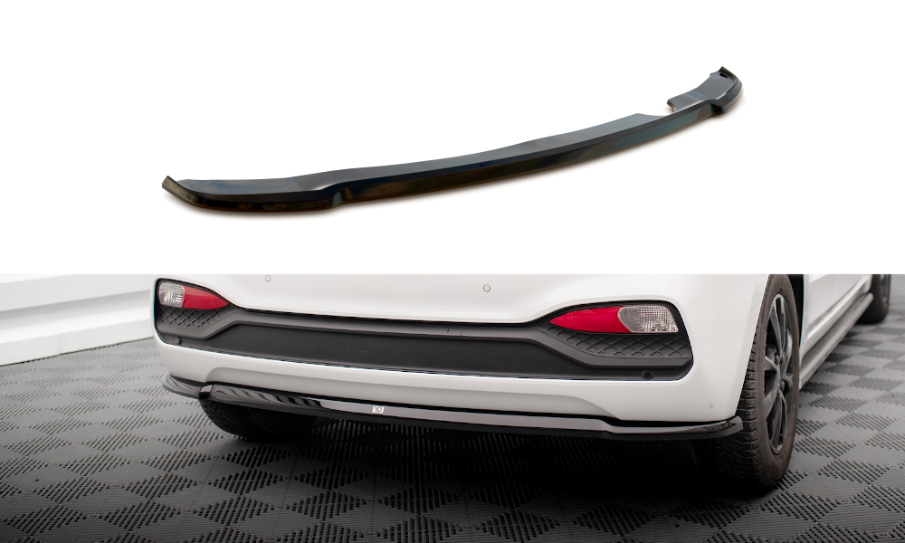 Maxton Mittlerer Diffusor Heck Ansatz für Hyundai I20 Mk2 Facelift schwarz Hochglanz