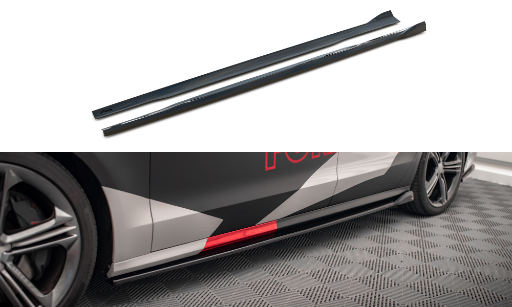 Maxton Seitenschweller Ansatz für V.2 für Audi S8 D4 schwarz Hochglanz