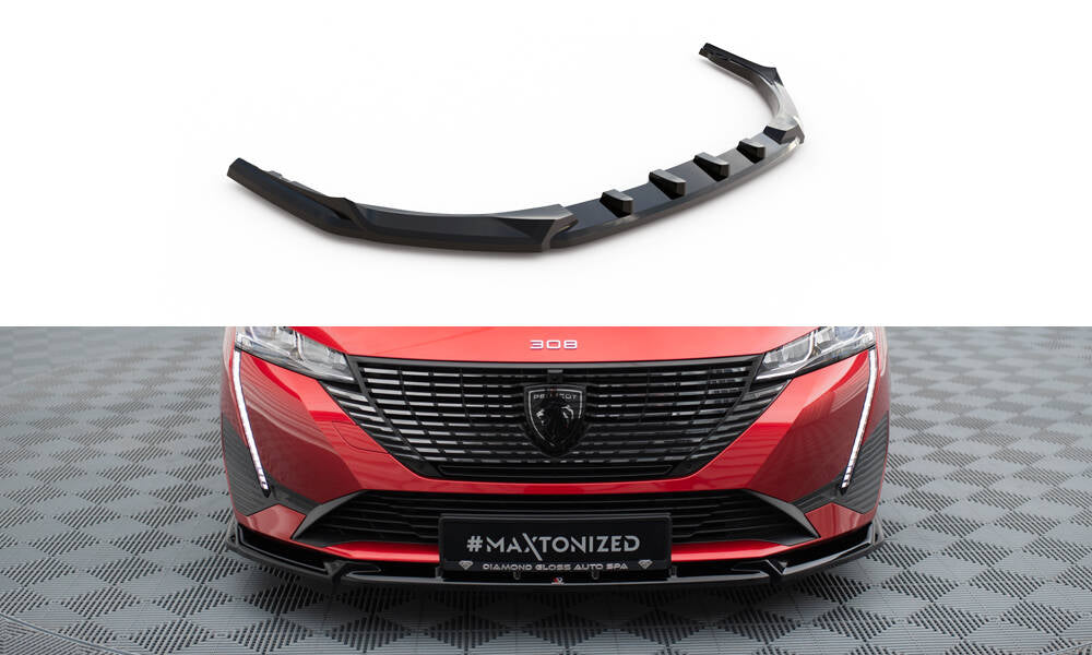 Maxton Front Ansatz V.2 für Peugeot 308 Mk3 schwarz Hochglanz