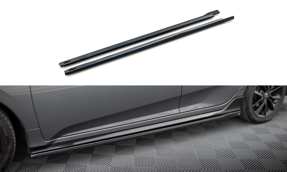 Maxton Seitenschweller Ansatz für Honda Civic Sport Mk 10 schwarz Hochglanz