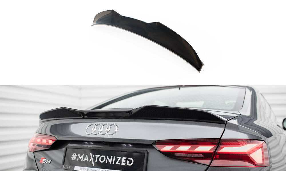 Maxton Spoiler CAP für 3D Audi S5 Coupe / A5 S-Line Coupe F5 Facelift schwarz Hochglanz
