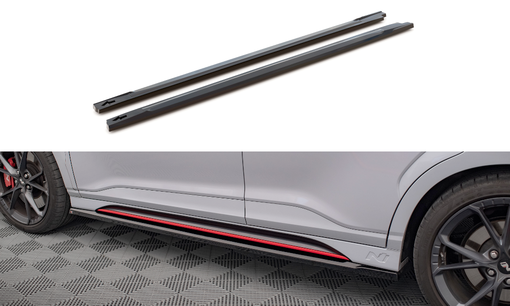 Maxton Seitenschweller Ansatz für V.1 für Hyundai Kona N Mk1 schwarz Hochglanz