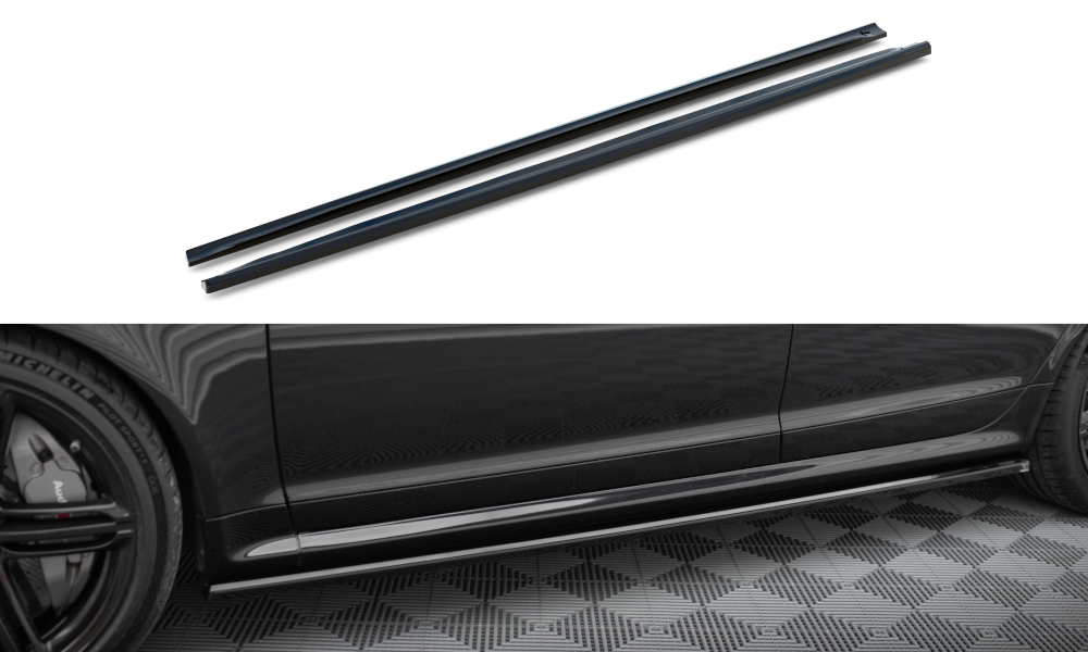 Maxton Seitenschweller Ansatz für V.2 für Audi RS6 Avant C6 schwarz Hochglanz