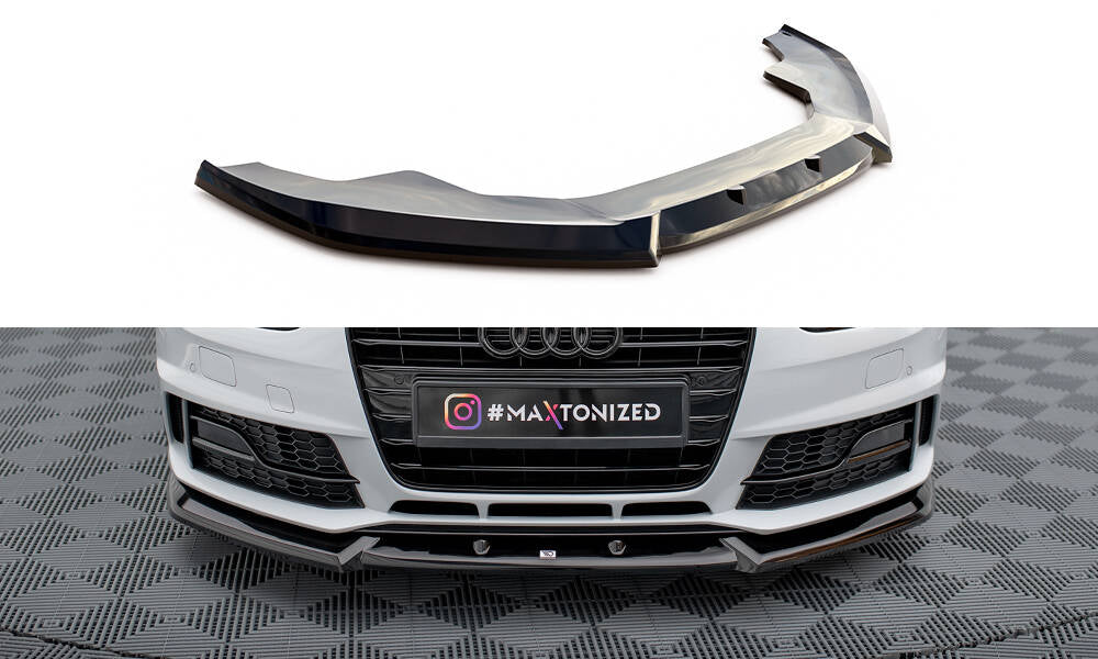 Maxton Front Ansatz V.1 für Audi A4 Competition B8 Facelift schwarz Hochglanz