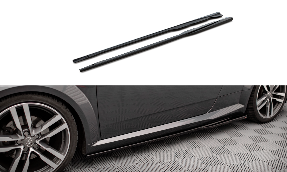 Maxton Seitenschweller Ansatz für Audi TT S-Line 8S schwarz Hochglanz