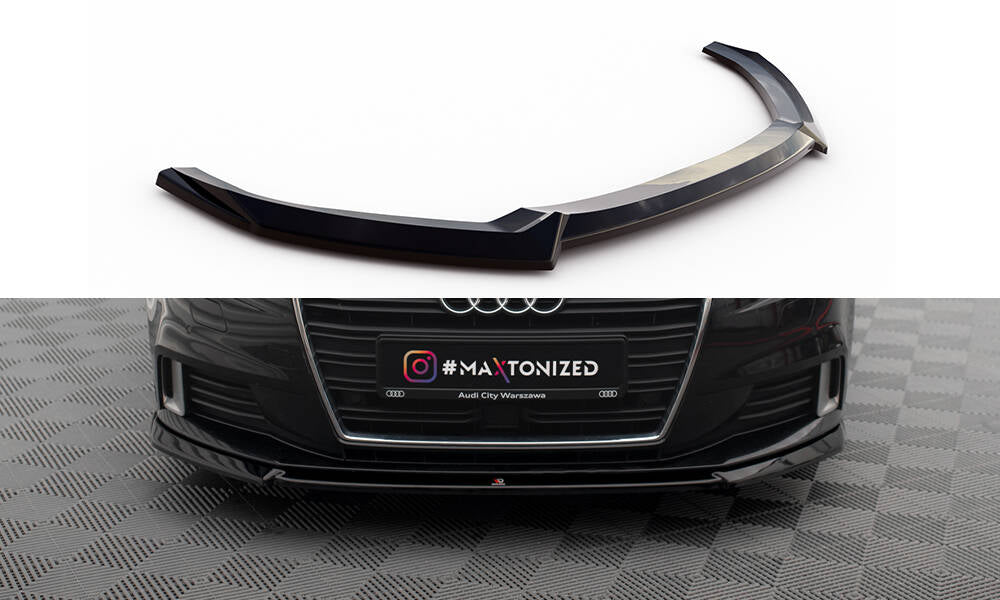 Maxton Front Ansatz V.2 für Audi A3 Sportback 8V Facelift schwarz Hochglanz