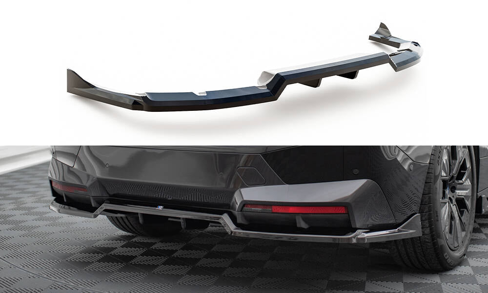 Maxton Mittlerer Diffusor Heck Ansatz DTM Look für BMW iX M-Paket i20 schwarz Hochglanz