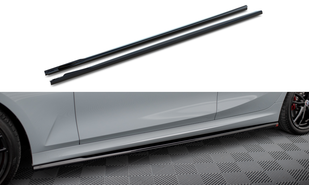 Maxton Seitenschweller Ansatz für BMW 3er M340i / M-Paket G20 / G21 Facelift schwarz Hochglanz