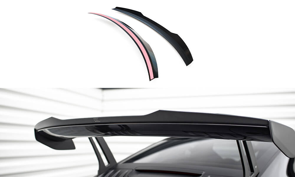 Maxton Höher Spoiler CAP für Porsche 911 992 GT3 schwarz Hochglanz