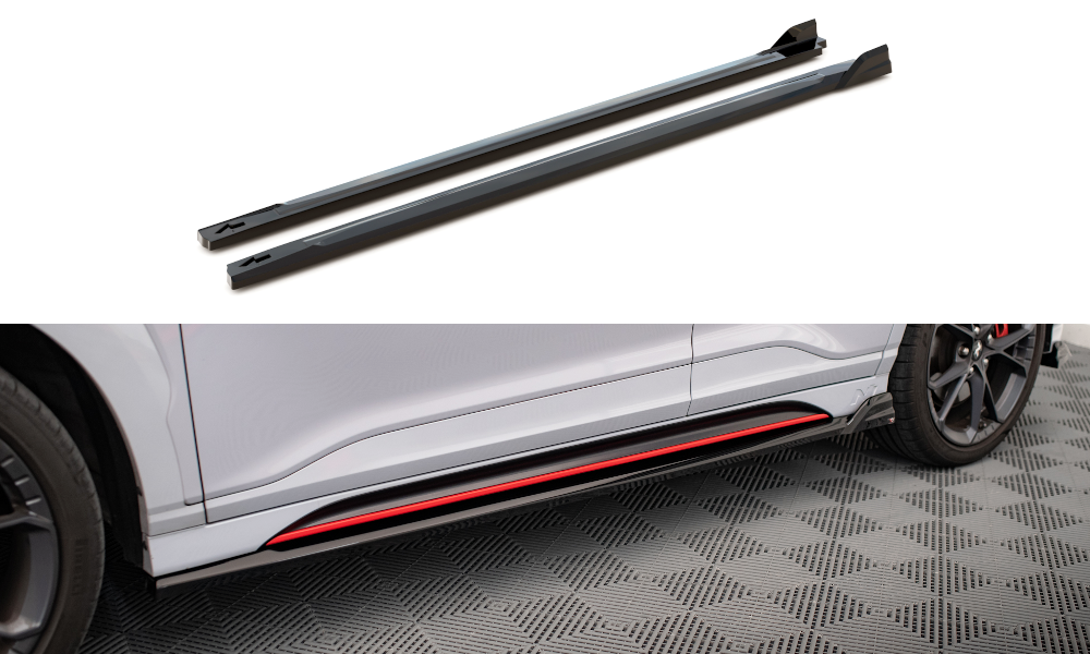 Maxton Seitenschweller Ansatz für V.2 für Hyundai Kona N Mk1 schwarz Hochglanz