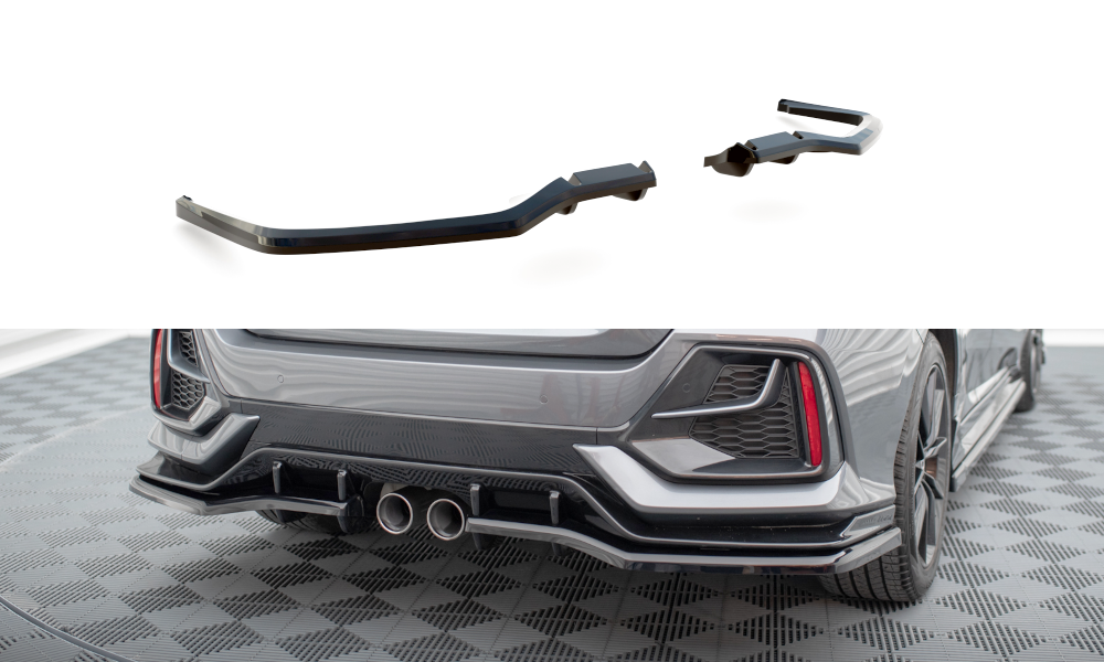 Maxton Mittlerer Diffusor Heck Ansatz DTM Look für Honda Civic Sport Mk 10 Facelift schwarz Hochglanz