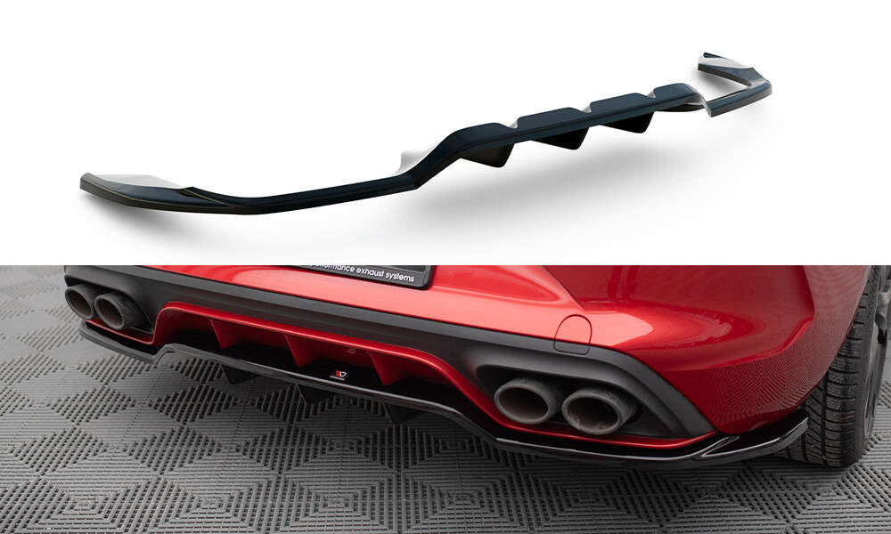 Maxton Mittlerer Diffusor Heck Ansatz DTM Look für Cupra Leon Hatchback Mk1 schwarz Hochglanz