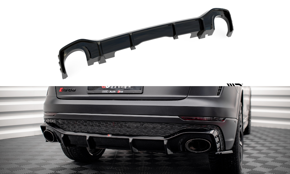 Maxton Diffusor Heck Ansatz für Audi RSQ8 Mk1 schwarz Hochglanz