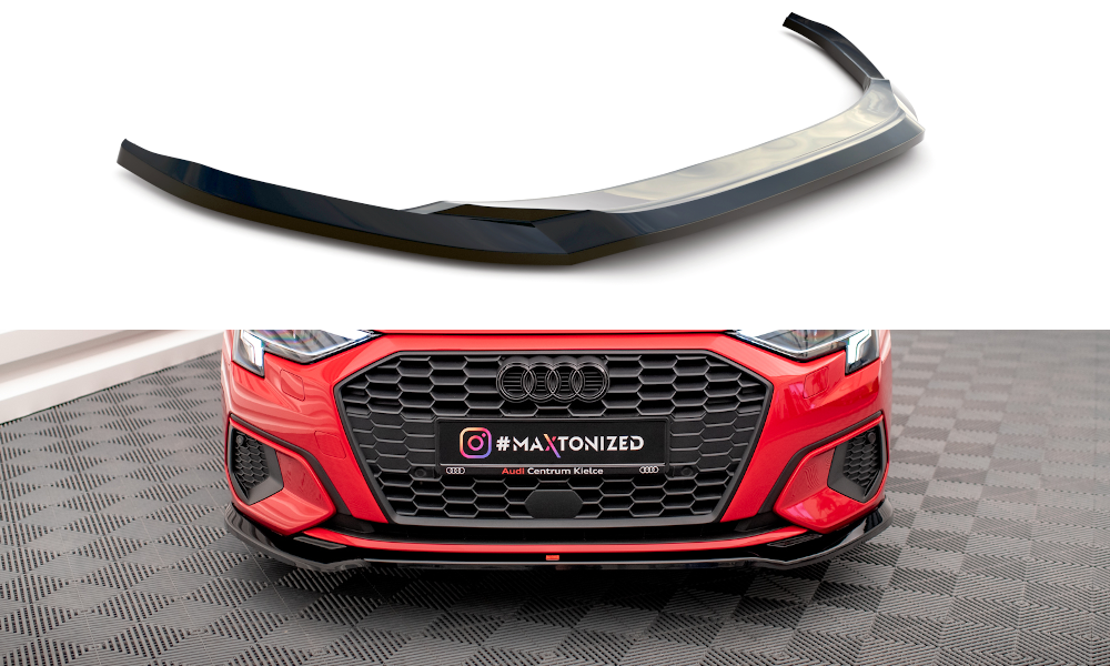 Maxton Front Ansatz V.2 für Audi A3 8Y schwarz Hochglanz