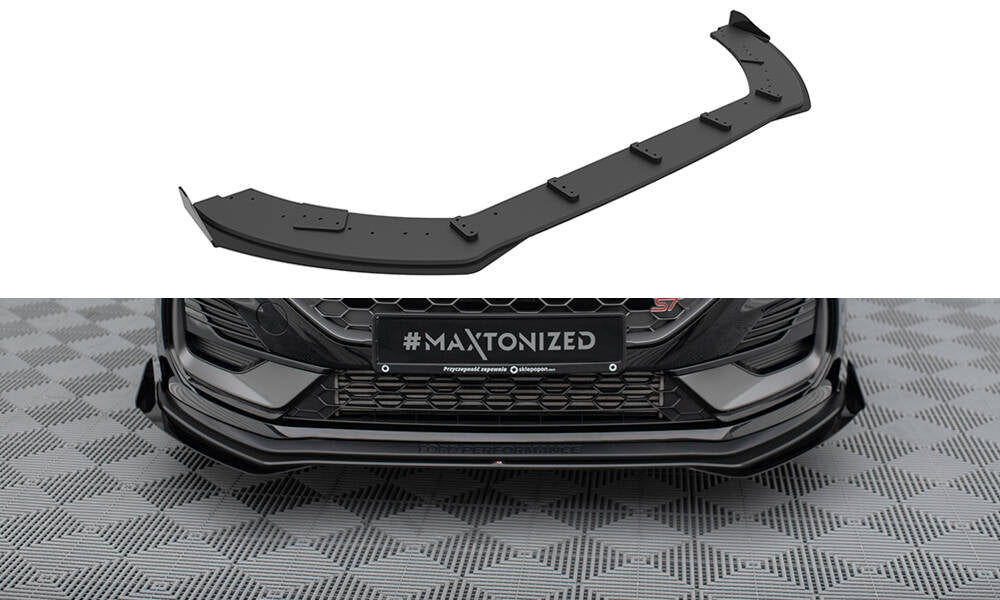 Maxton Street Pro Front Ansatz für +Flaps für + Flaps Ford Fiesta ST Mk8 Facelift schwarz Hochglanz