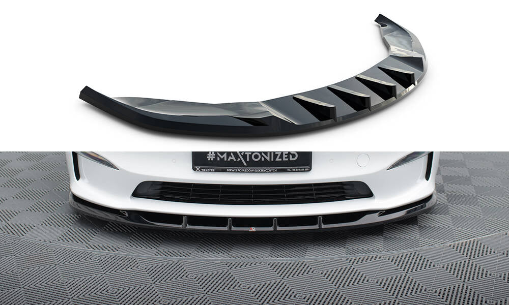 Maxton Front Ansatz V.3 für Tesla Model S Plaid Mk1 Facelift schwarz Hochglanz