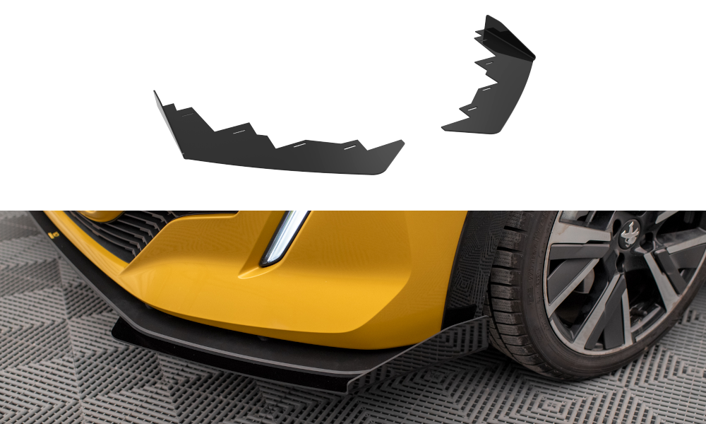 Maxton Front Flaps Peugeot 208 GT Mk2 schwarz Hochglanz