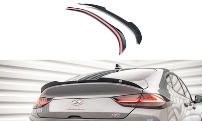 Maxton Spoiler CAP für Hyundai I30 Fastback N-Line Mk3 Facelift schwarz Hochglanz
