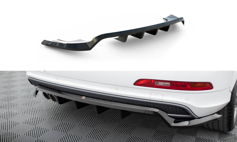 Maxton Hinten Splitter (mit einem vertikalem balken) Audi Q3 S-line 8U schwarz Hochglanz