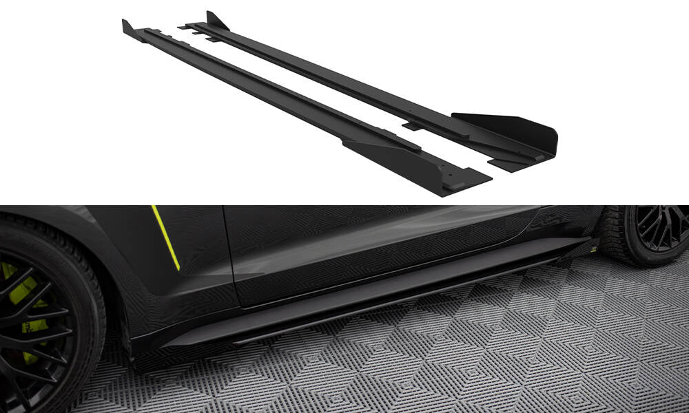 Maxton Street Pro Seitenschweller Ansatz für + Flaps Ford Mustang GT Mk6  schwarz Hochglanz
