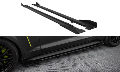 Maxton Street Pro Seitenschweller Ansatz für + Flaps Ford Mustang GT Mk6  schwarz Hochglanz