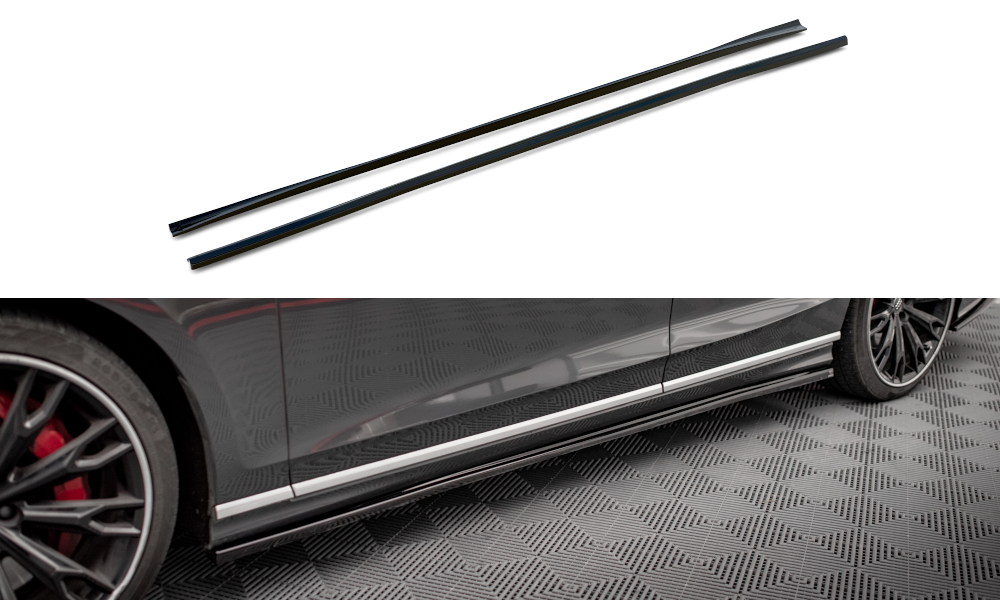 Maxton Seitenschweller Ansatz für Audi S8 / A8 S-Line D5 schwarz Hochglanz