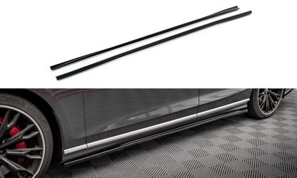 Maxton Seitenschweller Ansatz für Audi S8 / A8 S-Line D5 schwarz Hochglanz