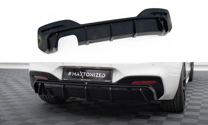 Maxton Diffusor Heck Ansatz für BMW 1er M-Paket F20 Facelift (Einseitige Doppelauspuffversion)