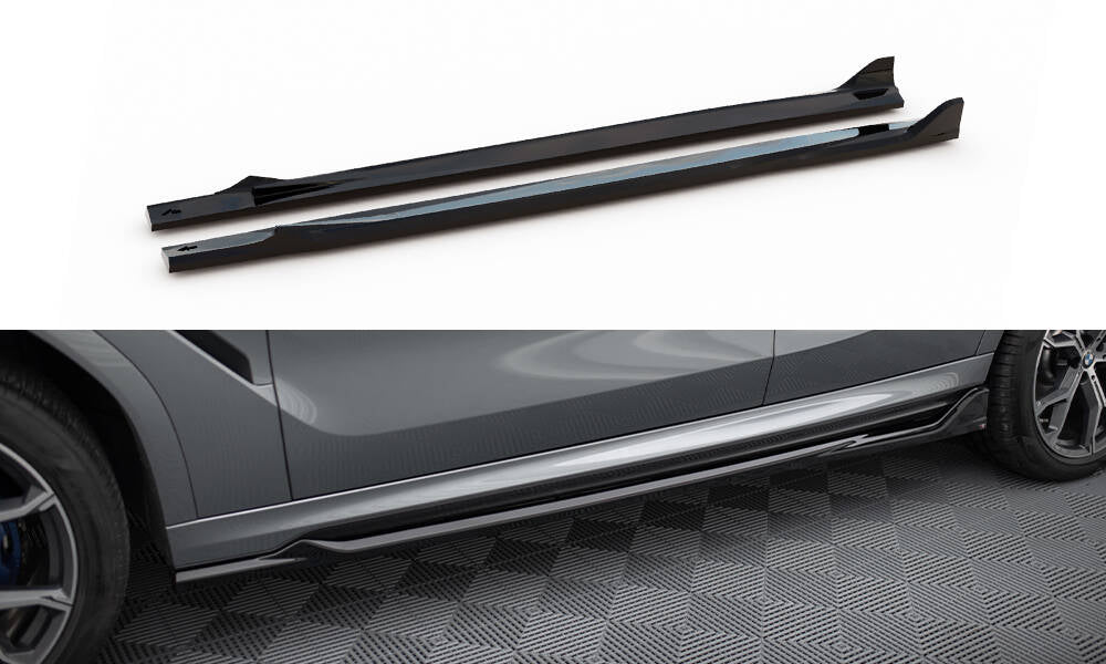 Maxton Seitenschweller Ansatz für V.1 für BMW X6 M-Paket G06 Facelift schwarz Hochglanz