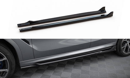 Maxton Seitenschweller Ansatz für V.1 für BMW X6 M-Paket G06 Facelift schwarz Hochglanz