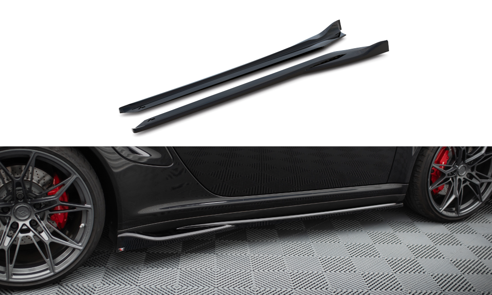 Maxton Seitenschweller Ansatz für Porsche 911 Turbo 997 schwarz Hochglanz