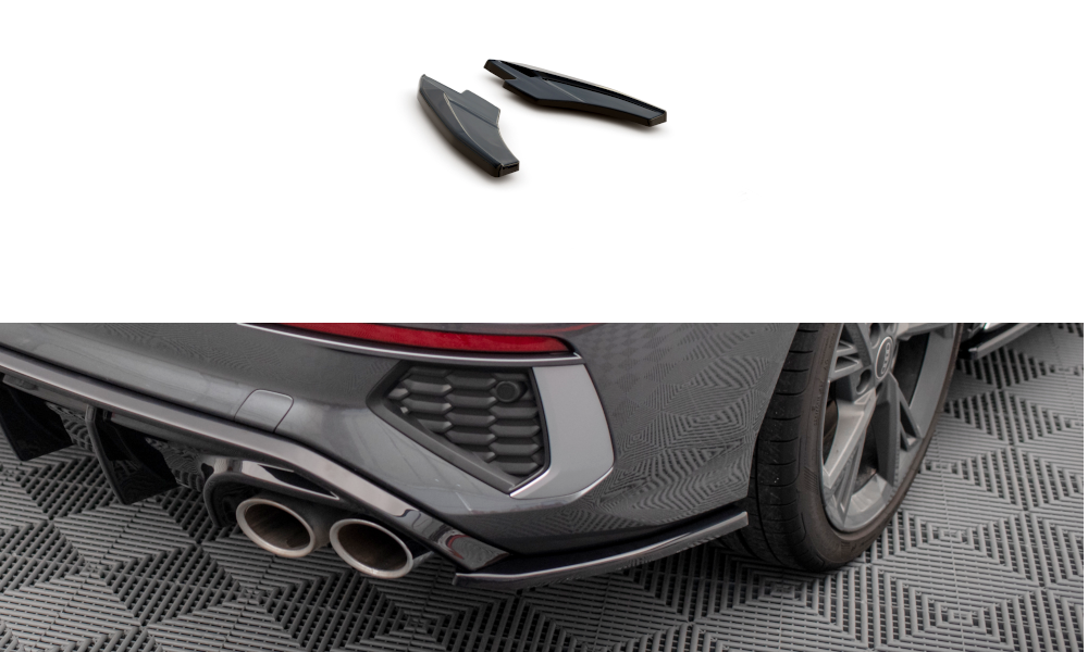 Maxton Heck Ansatz Flaps Diffusor V.2 für Audi S3 Limousine 8Y schwarz Hochglanz