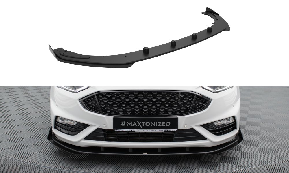 Maxton Street Pro Front Ansatz für +Flaps für + Flaps Ford Mondeo Sport Mk5 Facelift / Fusion Sport Mk2 Facelift schwarz H...