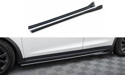 Maxton Seitenschweller Ansatz für Tesla Model X Mk1 Facelift schwarz Hochglanz
