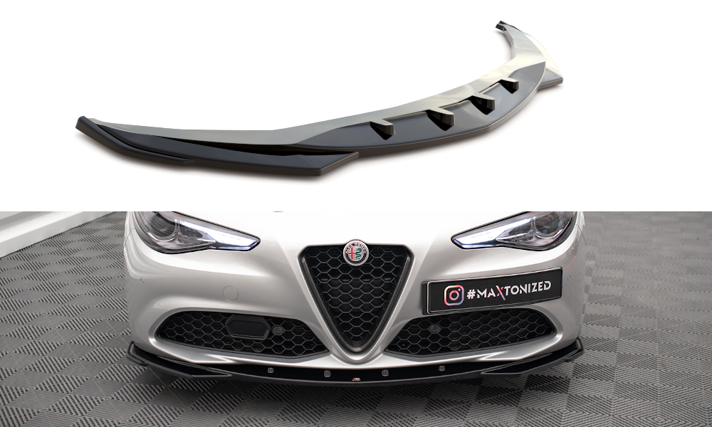 Maxton Front Ansatz V.2 für Alfa Romeo Giulia Sport schwarz Hochglanz