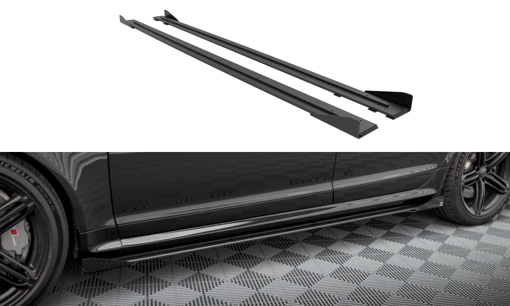 Maxton Street Pro Seitenschweller Ansatz für + Flaps Audi RS6 Avant C6 schwarz Hochglanz