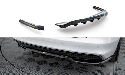 Maxton Mittlerer Diffusor Heck Ansatz DTM Look für Audi A4 Competition B8 Facelift schwarz Hochglanz