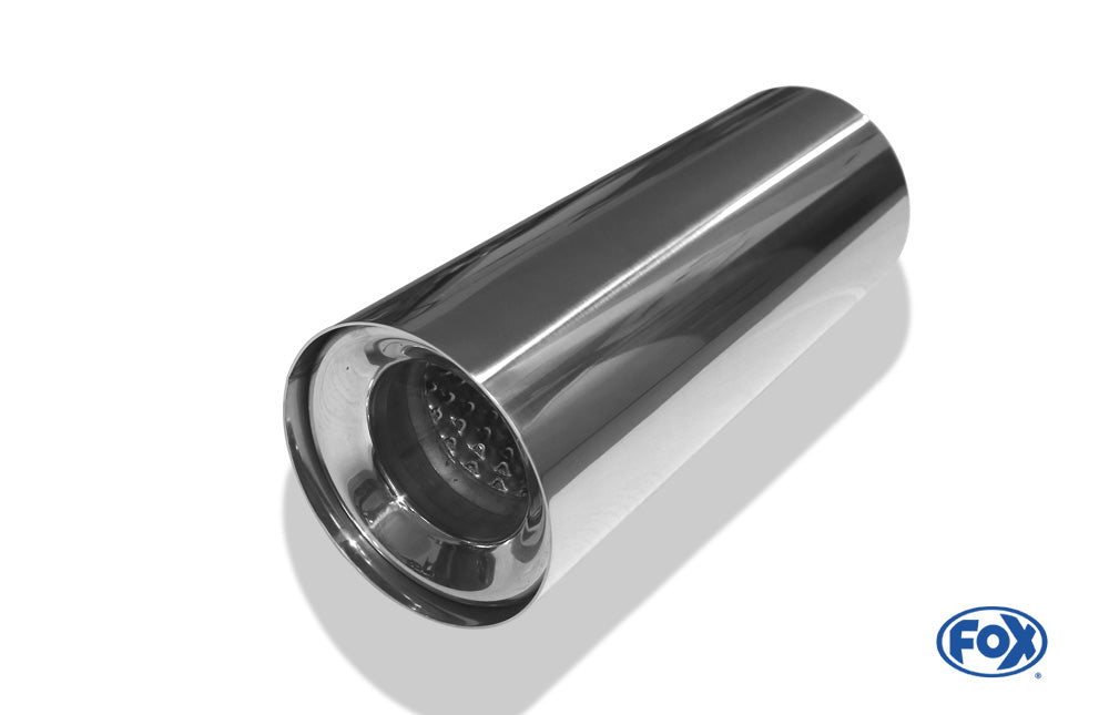 FOX Anschweißendrohr Typ 11 Ø 114 mm / Länge: 300 mm  - rund / uneingerollt / gerade / mit Absorber (Innendurchmesser 70mm - Länge: 150mm)