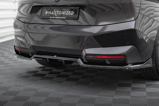 Maxton Mittlerer Diffusor Heck Ansatz DTM Look für BMW iX M-Paket i20 schwarz Hochglanz