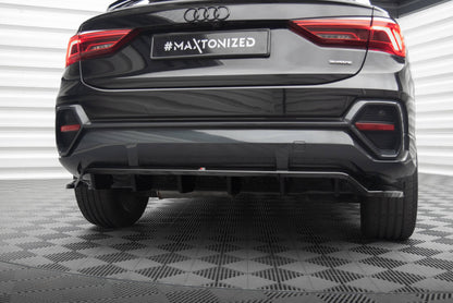 Maxton Mittlerer Diffusor Heck Ansatz DTM Look für Audi Q3 Sportback F3 schwarz Hochglanz